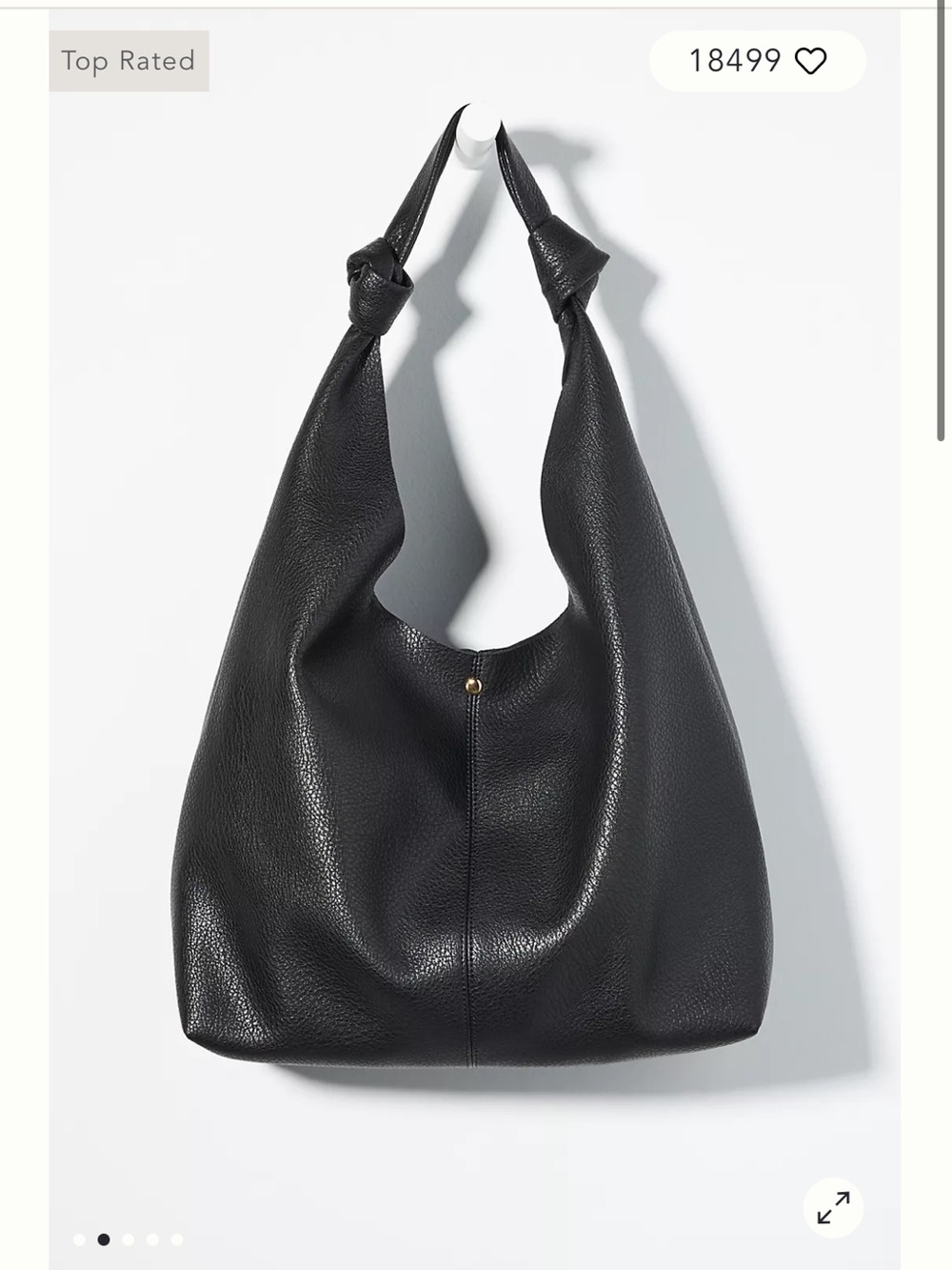 Anthropologie Black Knot-Shoulder Hobo Bag